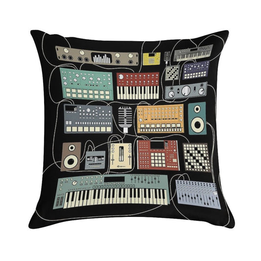 Electronic Musician Synthesizer And Drum Machine Dj Soft Easy Maintenance Throw Pillow