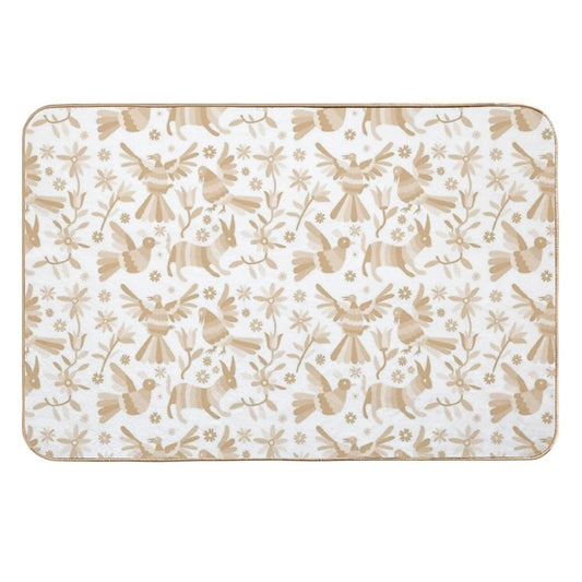 Otomi, Beige Otomi Texture, Neutral Colors, Mexican Otomi, Mexican Art, Light Brown, Mexican Craft, Mexican Folk, Otomi Texture,  Slip-Resistant Bath Mat