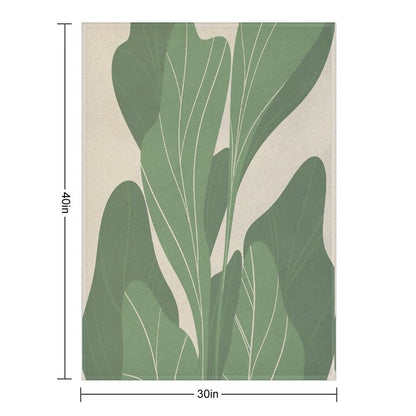 Minimal Botanical Leaves- Earthy Green Prints Premium Throw Blanket