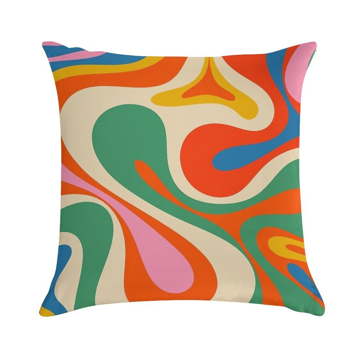 Mod Swirl Colorful Retro Abstract Pattern in Rainbow Pop Colours Soft High-Density Material Throw Pillow