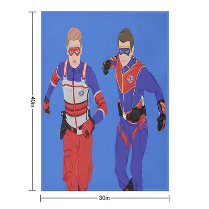 Captain Man And Kid Danger - Heroic Digital Eco-conscious Throw Blanket