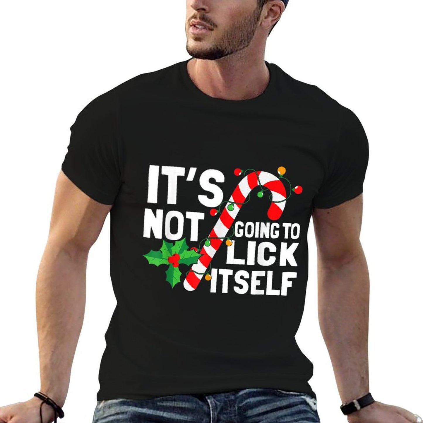 Its Not Going To Lick Itself Christmas Candy Cane  Fade-proof Color T-Shirt