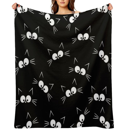 Cute Black Cat Pattern Travel-friendly Throw Blanket