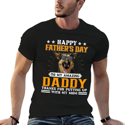 Happy Fathers Day German Shepherd Dog Dad Gifts For Men  Ribbed Collar T-Shirt