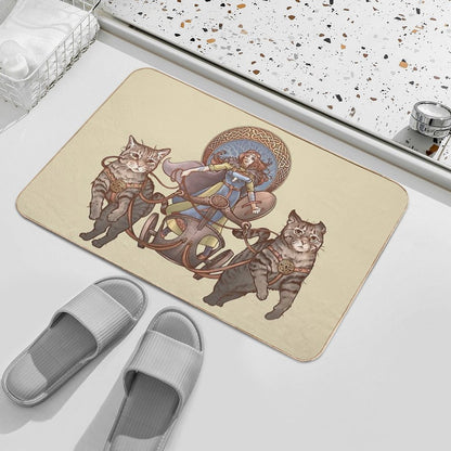Freya Driving Her Cat Chariot  Odorless Bath Mat