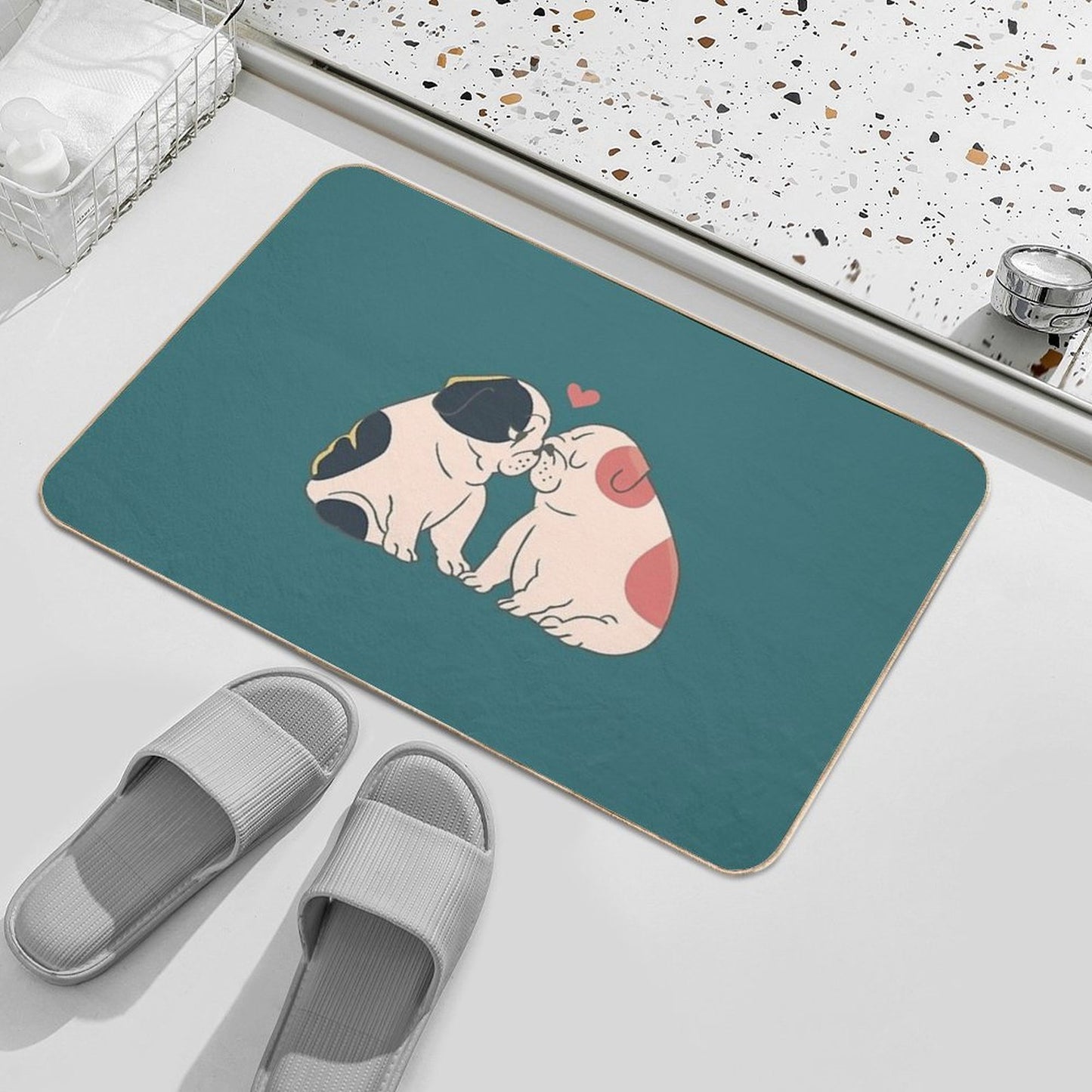 English Bulldog Kisses  Rapid-Drying Bath Mat