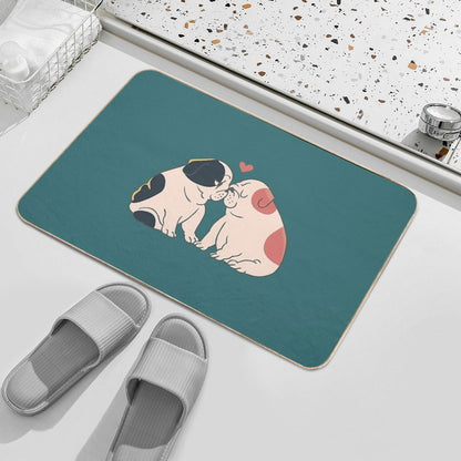 English Bulldog Kisses  Rapid-Drying Bath Mat