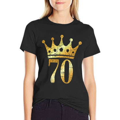 Crown Number 70 (Vintage Golden Yellow) 70th Birthday  Summer-ready Fabric T-Shirt