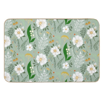 Garden Florals on Soft Green.  Repositionable Bath Mat