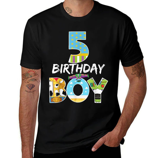 Toy Funny 5th Birthday Story Boy 5 Year Old B-day Party  Slim-fit Cut T-Shirt