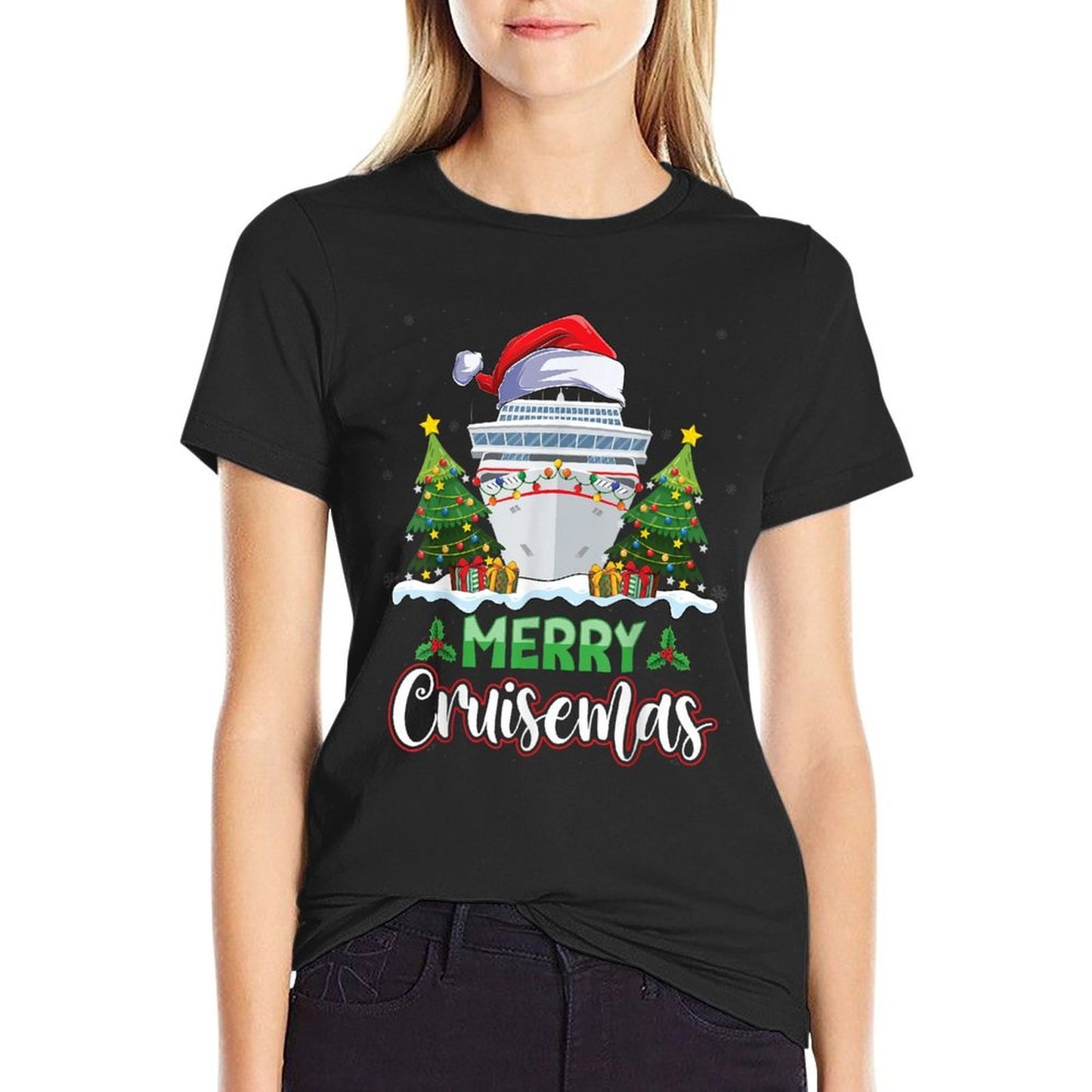 Merry Cruisemas Funny Vacation Cruise Ship Christmas Holiday  Fade-proof Color T-Shirt