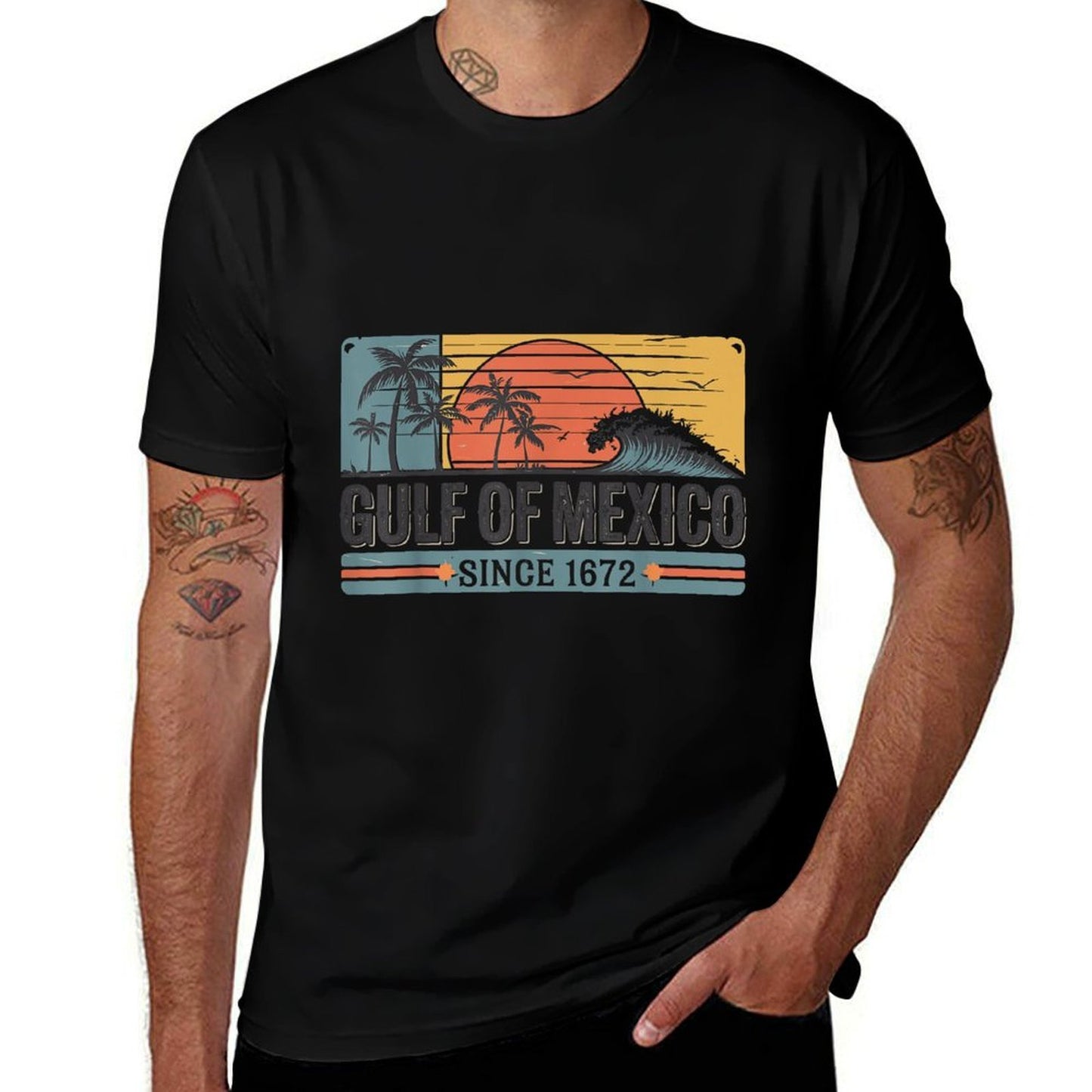 Gulf of Mexico Since 1672 Retro Vintage Beach  Cotton T-Shirt