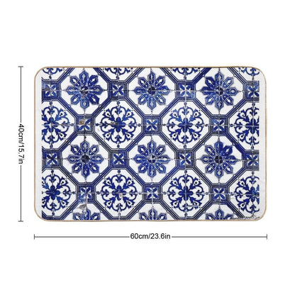 Blue And White Portuguese Tile  Absorbent Bath Mat