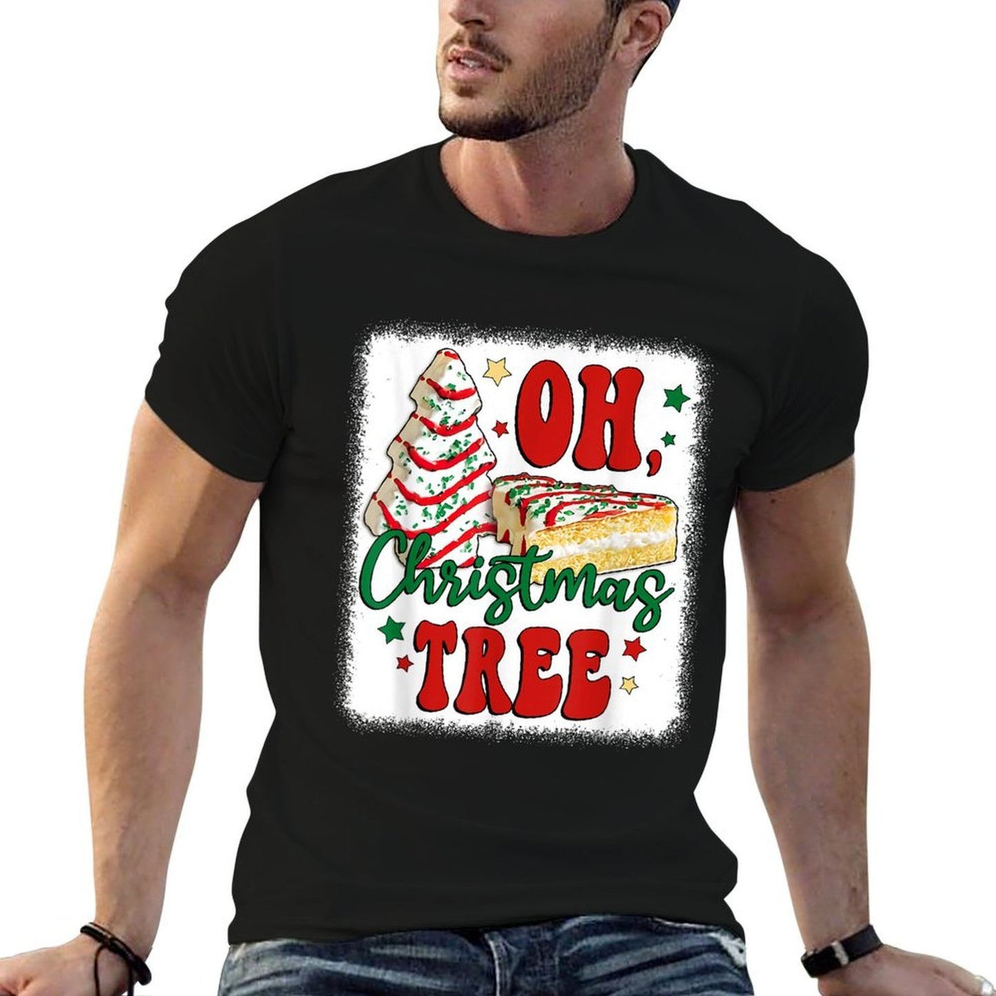 Oh Christmas Tree Cakes Debbie Becky Jen Groovy Retro Pajama  Moisture-wicking T-Shirt