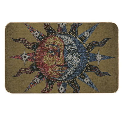Vintage Celestial Mosaic Sun & Moon  Pet-Safe Bath Mat