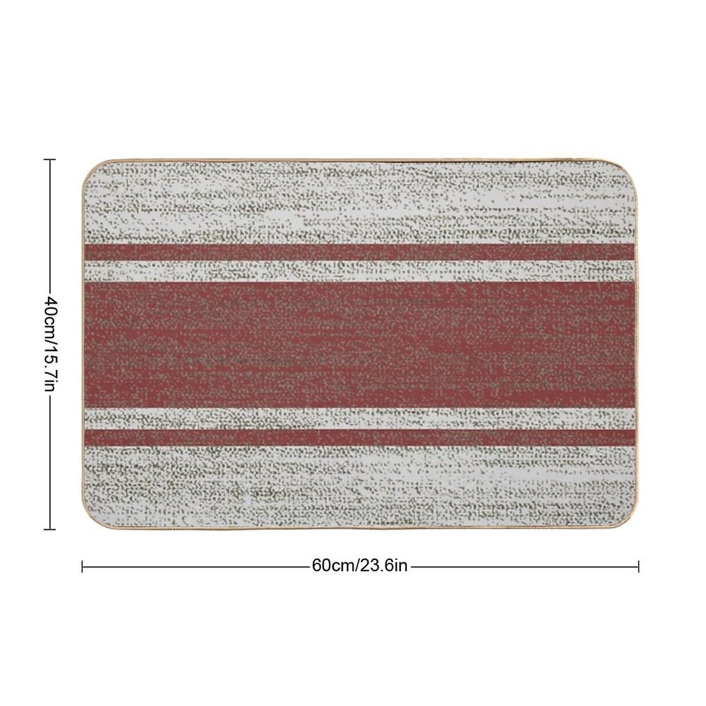 1980s Farmhouse Chic Burgundy Jacquard Stripes Linen French Country  Pet-Safe Bath Mat