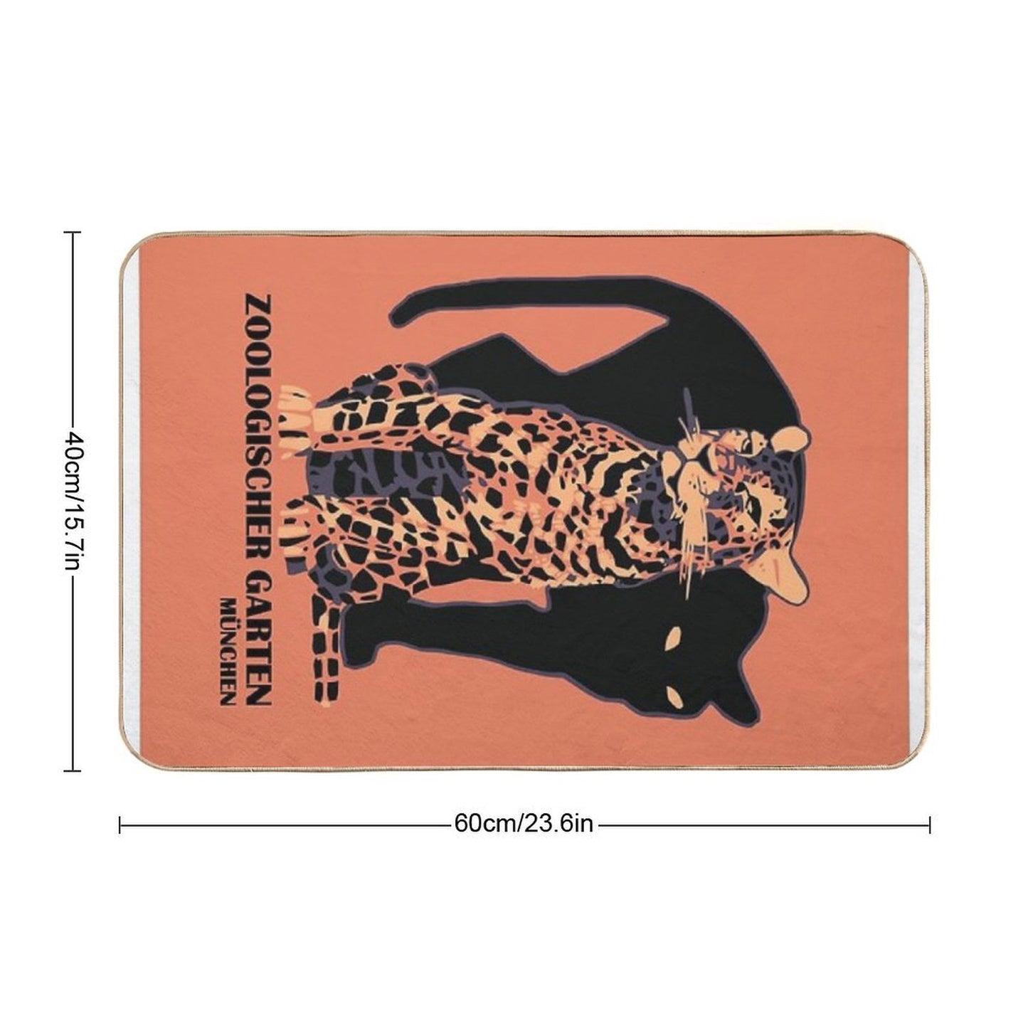 Retro Vintage Munich Zoo Big Cats  Slip-Resistant Bath Mat