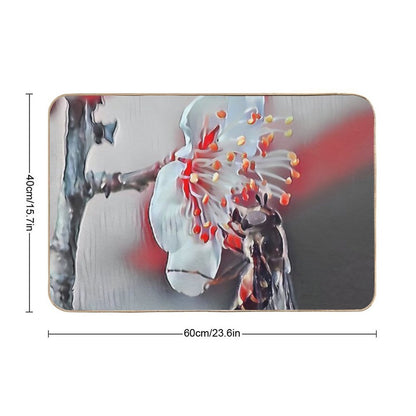 9 Buzz & Blossom Beauties  Bee on White Flower Nature Art for Floral Lovers  Pet-Safe Bath Mat