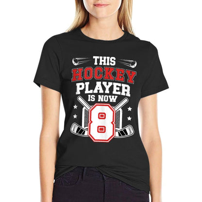 8th Ice Hockey Birthday Eight Year Old Ice Hockey Player  Lightweight T-Shirt