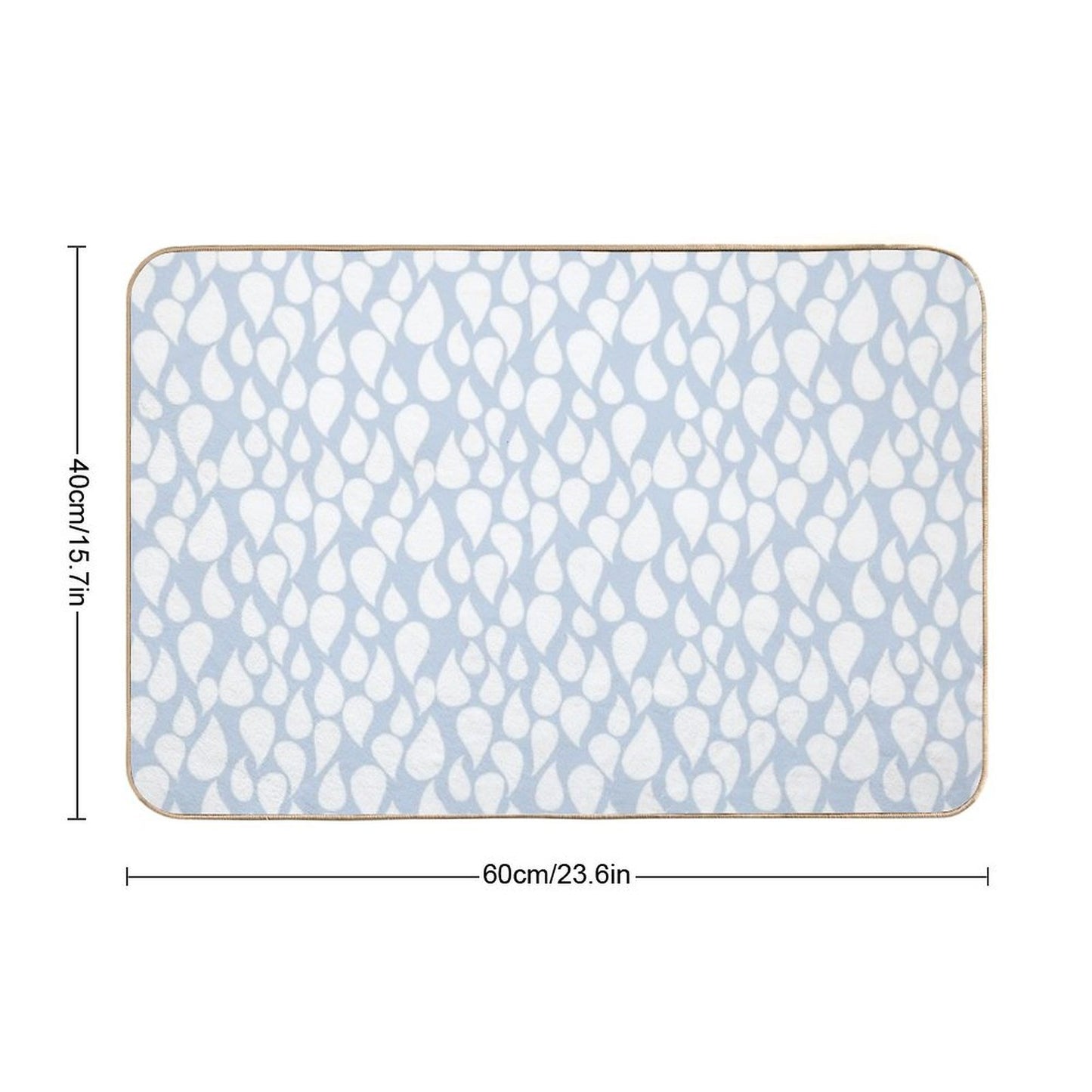 White Droptear on Light Blue Background  Toxin-Free Bath Mat