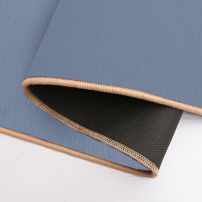 Fish Stripe 6 - Minimalist Mid Century Modern Pattern in Stone Blue And Cream  Repositionable Bath Mat