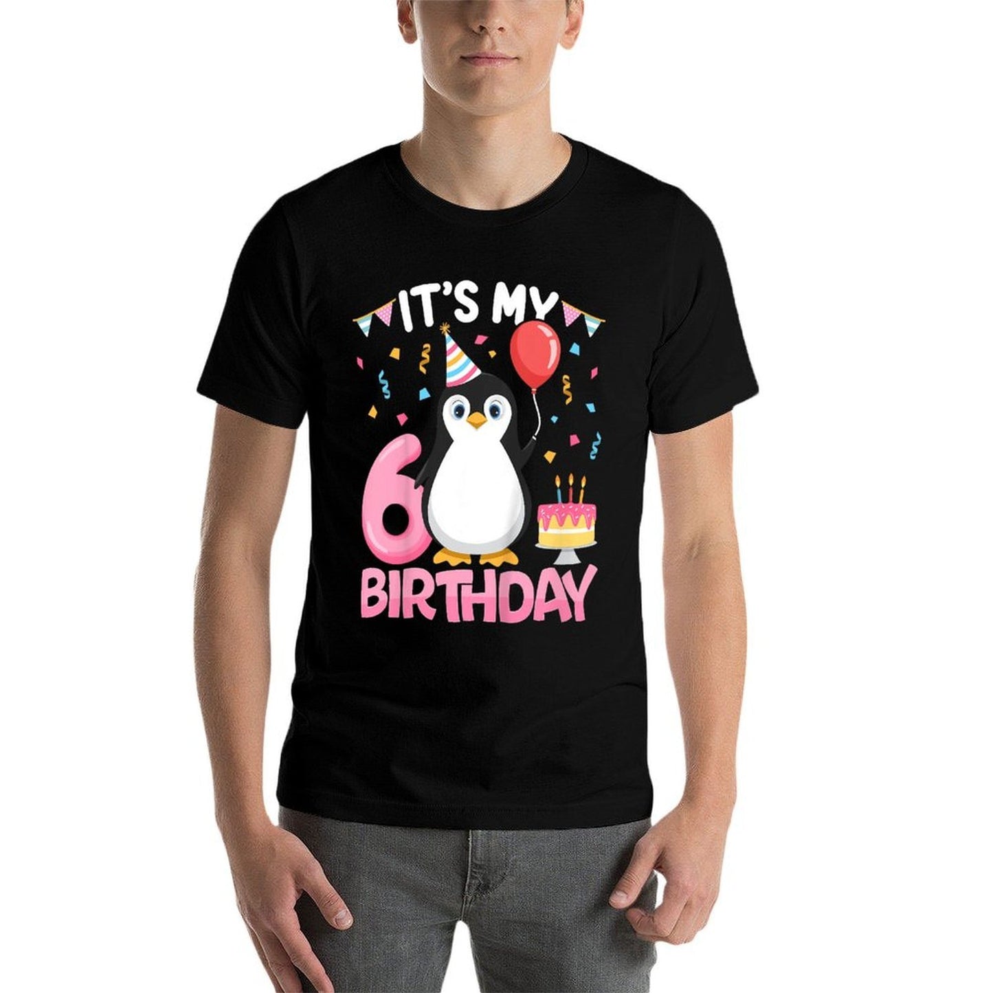 Kids Penguin Birthday 6 Year Old Girl 6th Birthday Party Six  Graphic-printed T-Shirt