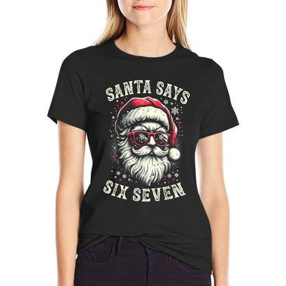 6-7 Meme Christmas Santa Six Seven Brain Rot Funny 67 Xmas  Eco-friendly Material T-Shirt