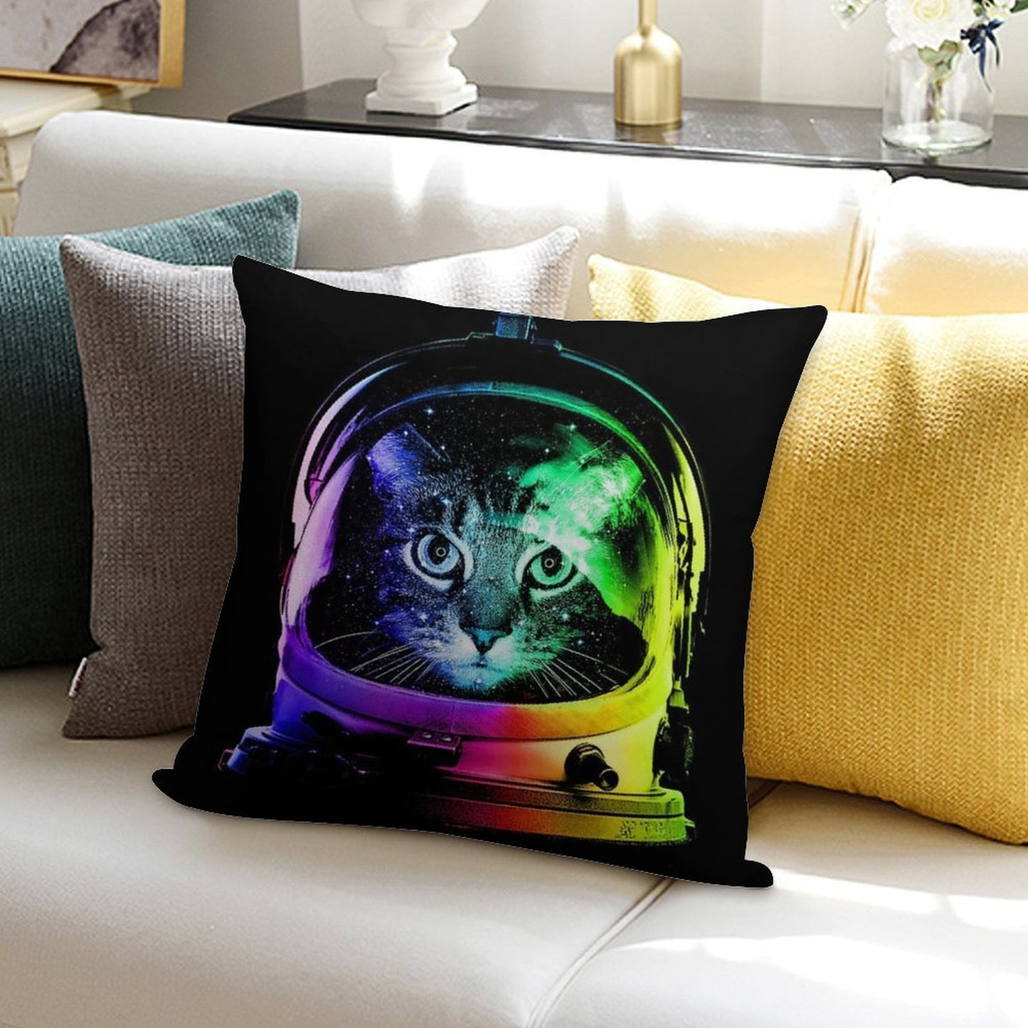 Astronaut Cat Soft Durable Construction Throw Pillow