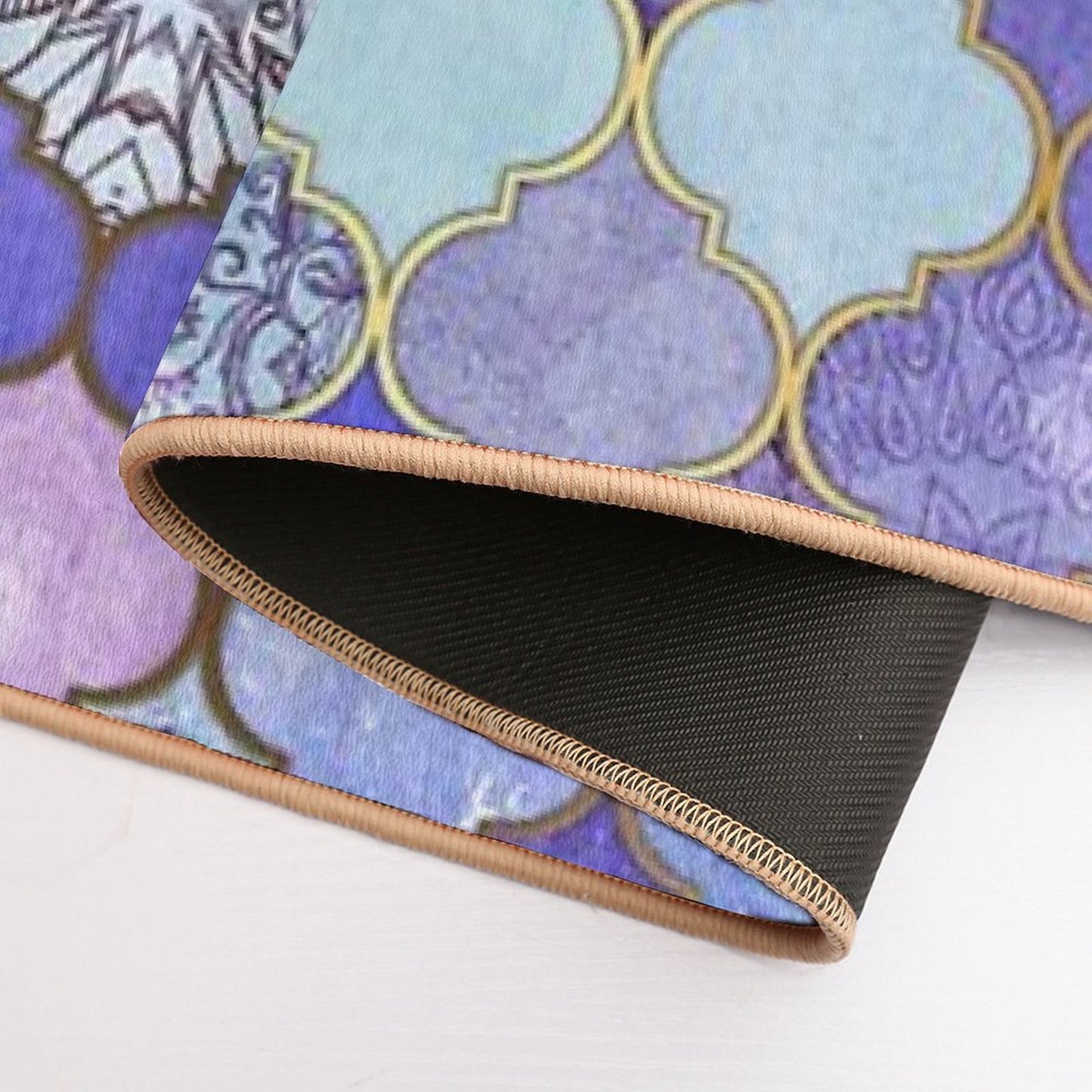 Royal Purple, Mauve & Indigo Decorative Moroccan Tile Pattern  Fade-Resistant Bath Mat