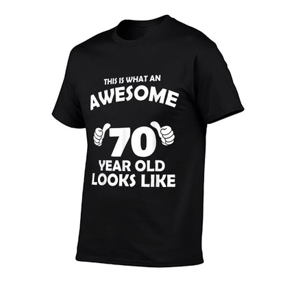 What An Awesome 70 Year Old Looks Like - Birthday Bday  Heathered Texture T-Shirt