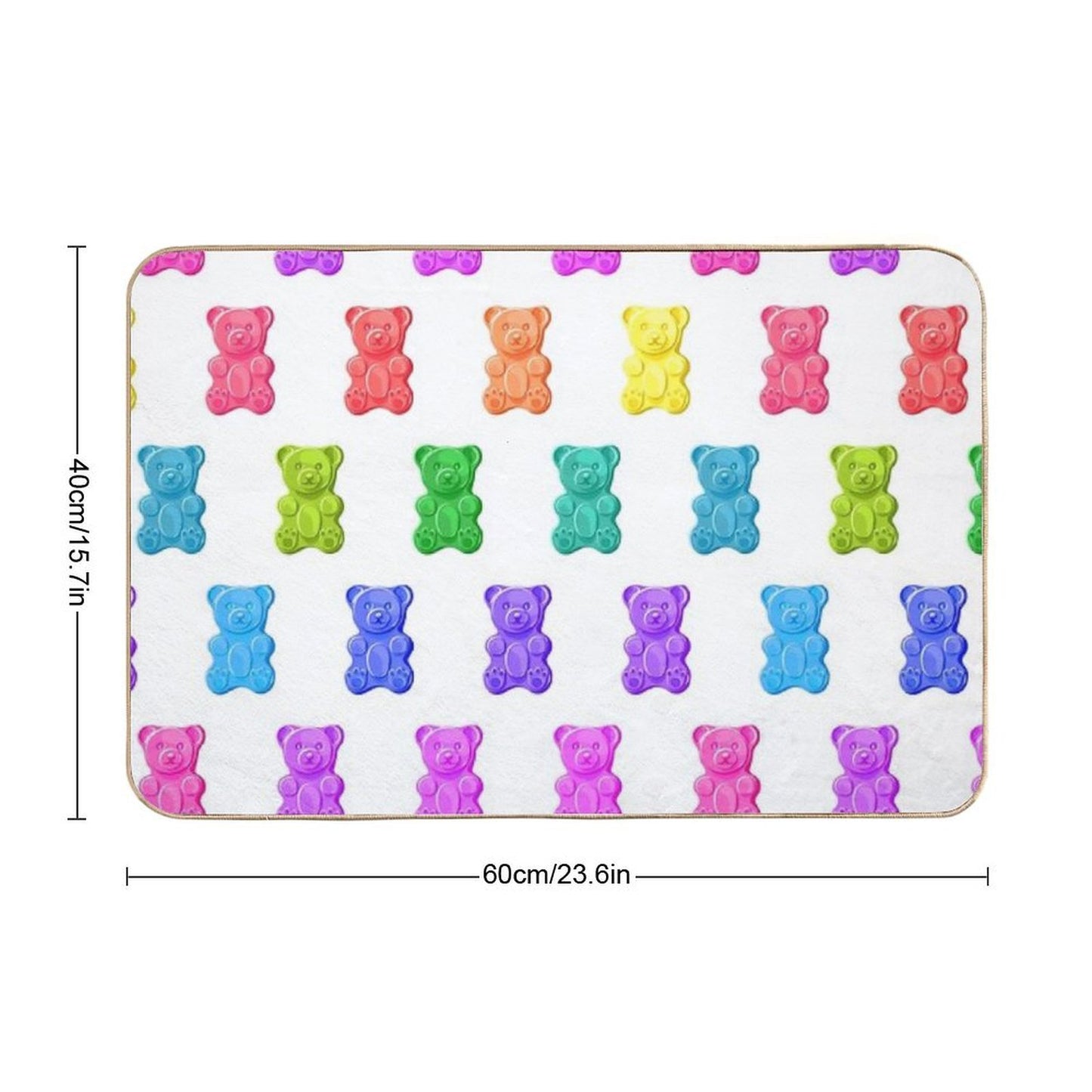 Rainbow Gummy Bears  Absorbent Bath Mat