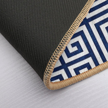 Greek Key - Blue And White  Fade-Resistant Bath Mat