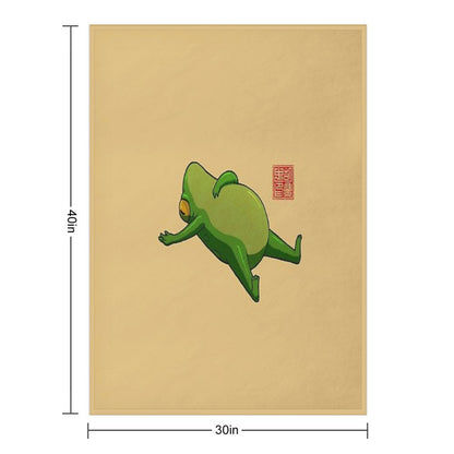 Yoga Frog Mood Machine-washable Throw Blanket