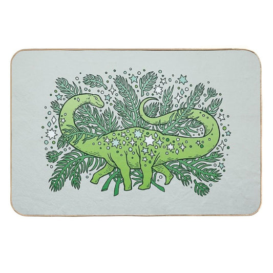 Evergreen Apatosaurus  Dinosaur Cosmic Festive Art  Anti-Trip Bath Mat