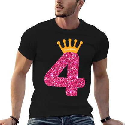 Happy Birthday, Girls 4th Party 4 Years Old Bday Premium  Heathered Texture T-Shirt