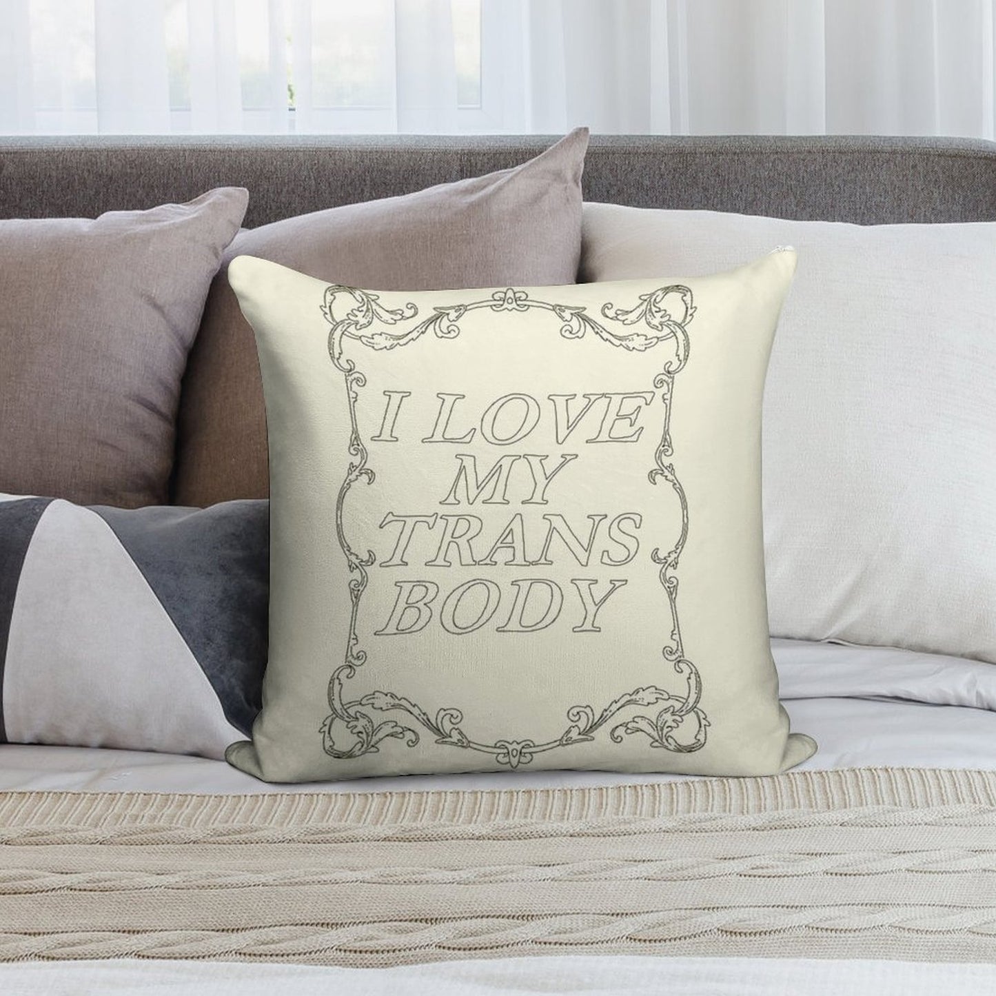 I Love My Trans Body Soft Decorative Cover Throw Pillow