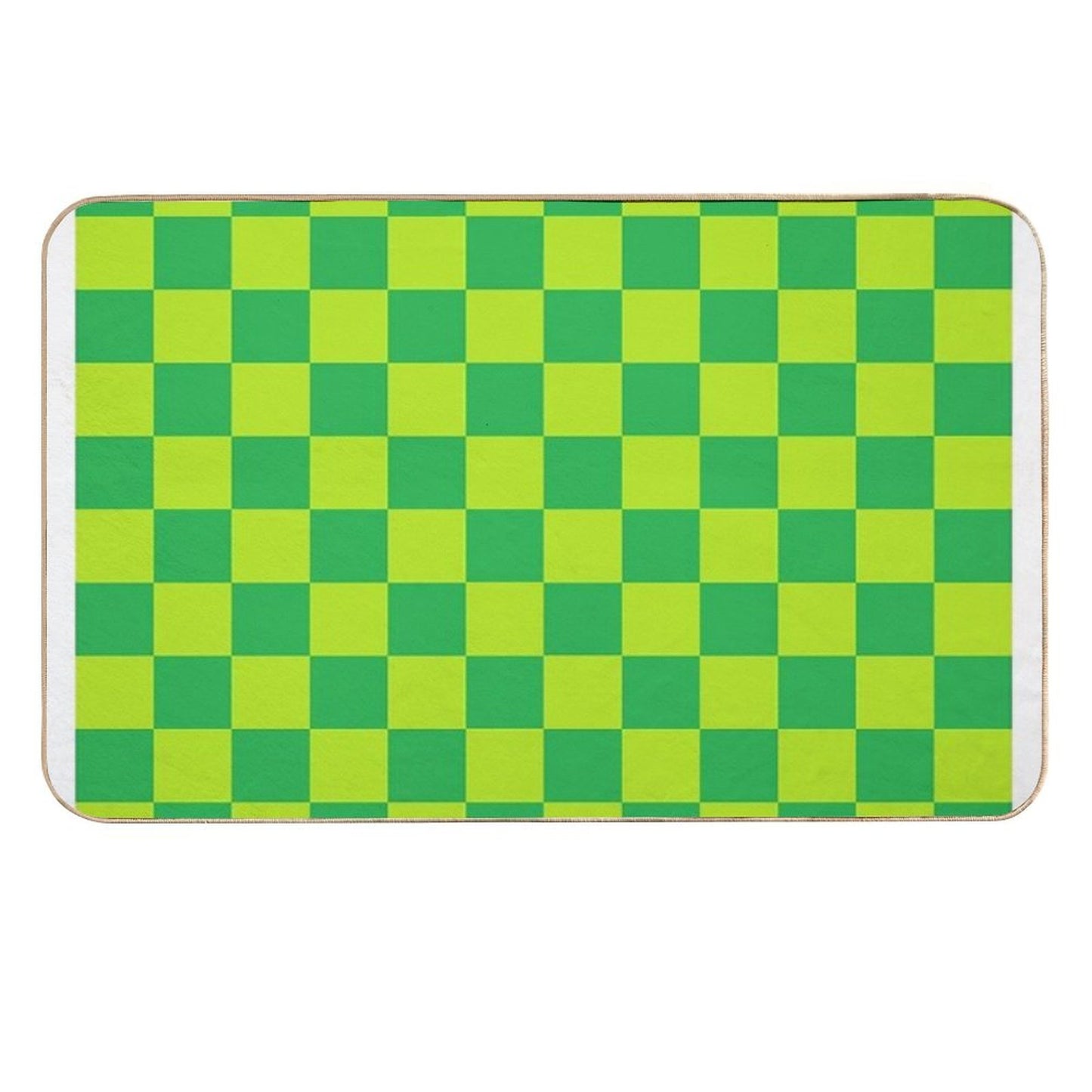 Checkered Lime Green And Green  Eco-Friendly Bath Mat
