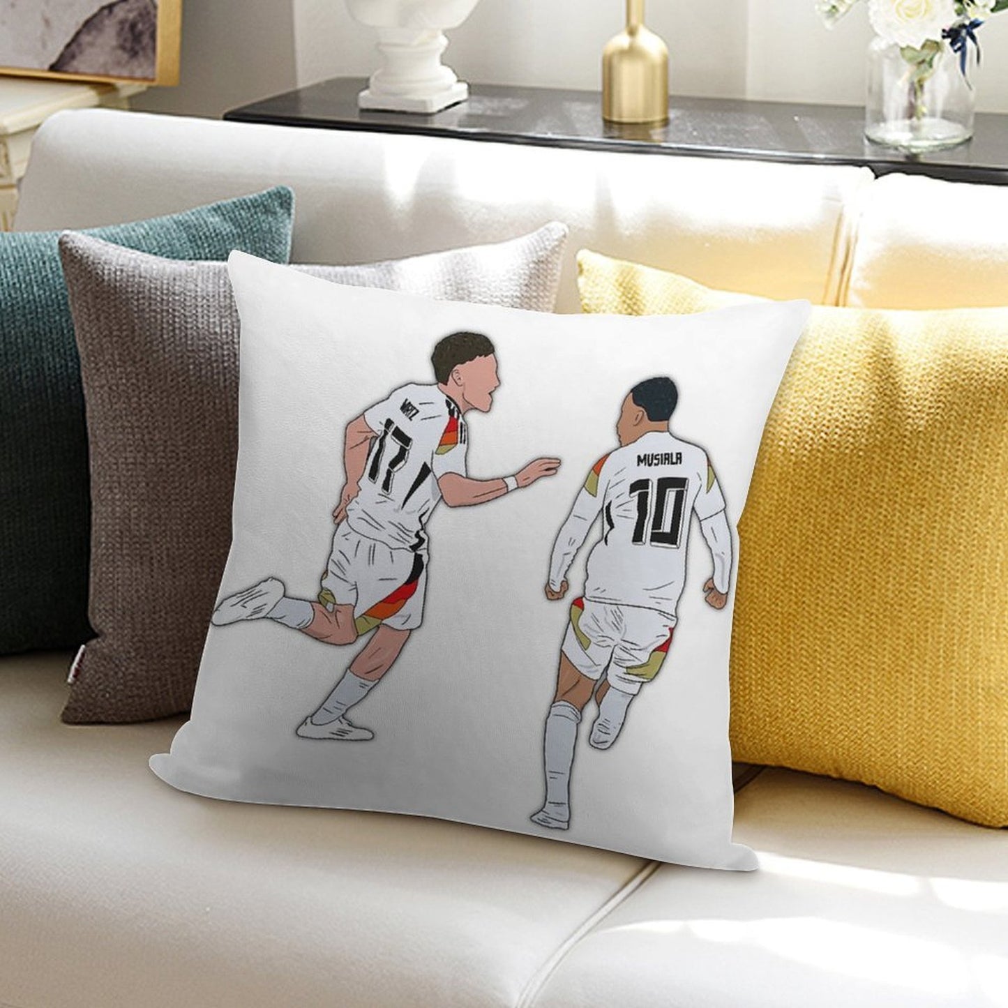 Florian Wirtz & Jamal Musiala Germany Celebration Soft Gift Ready Throw Pillow