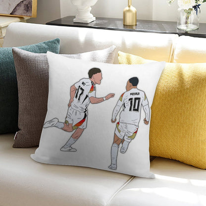 Florian Wirtz & Jamal Musiala Germany Celebration Soft Gift Ready Throw Pillow