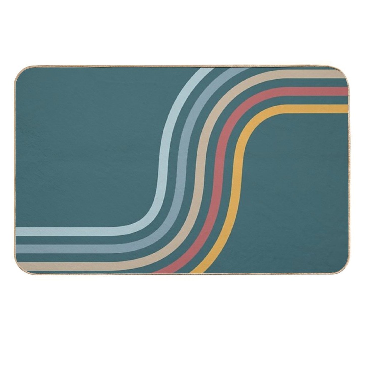 Retro Rainbow Wave Durable Bath Mat