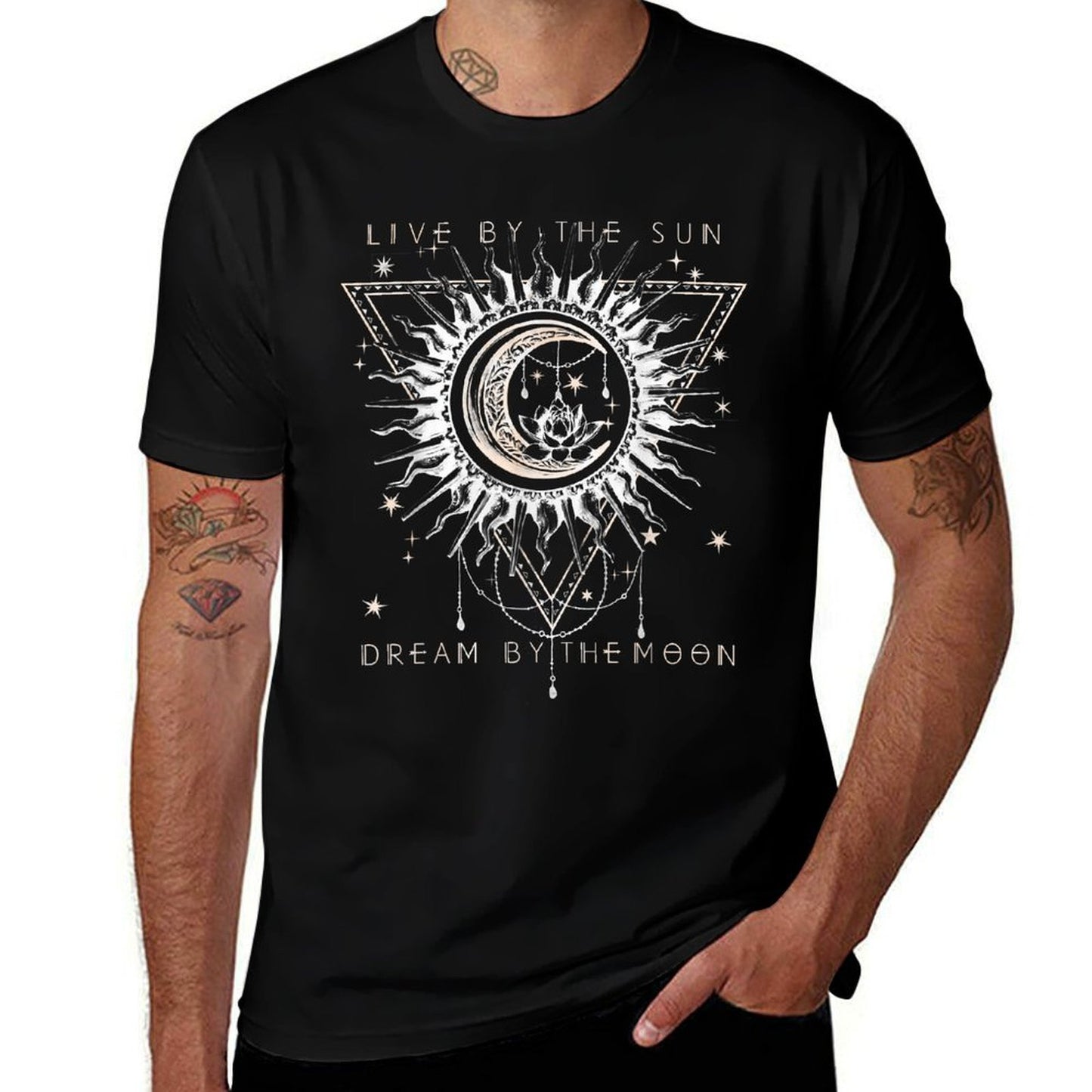 Live By The Sun Dream By The Moon Boho  Summer-ready Fabric T-Shirt