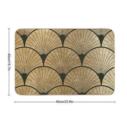 Art Deco Elegance - Golden Fan  Fade-Resistant Bath Mat