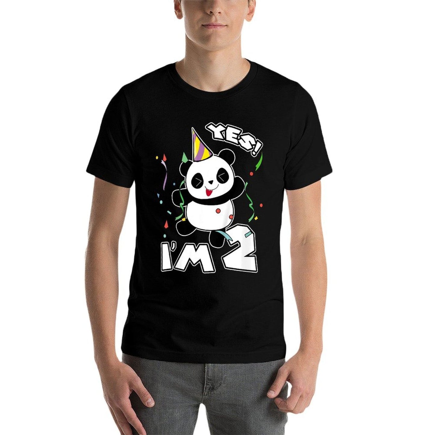 Kids 2nd Birthday Panda Yes I'm 2 Panda Costume Gift Idea  Eco-friendly Material T-Shirt