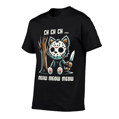 Vintage Cat Movie Horror Lovely Animal Classic Meow Kitten Men Women Girls Kids  Ribbed Collar T-Shirt