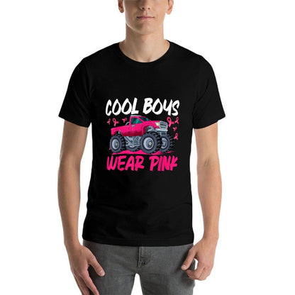 Monster Truck Breast Cancer Awareness Cool Boys Wear Pink  Breathable T-Shirt