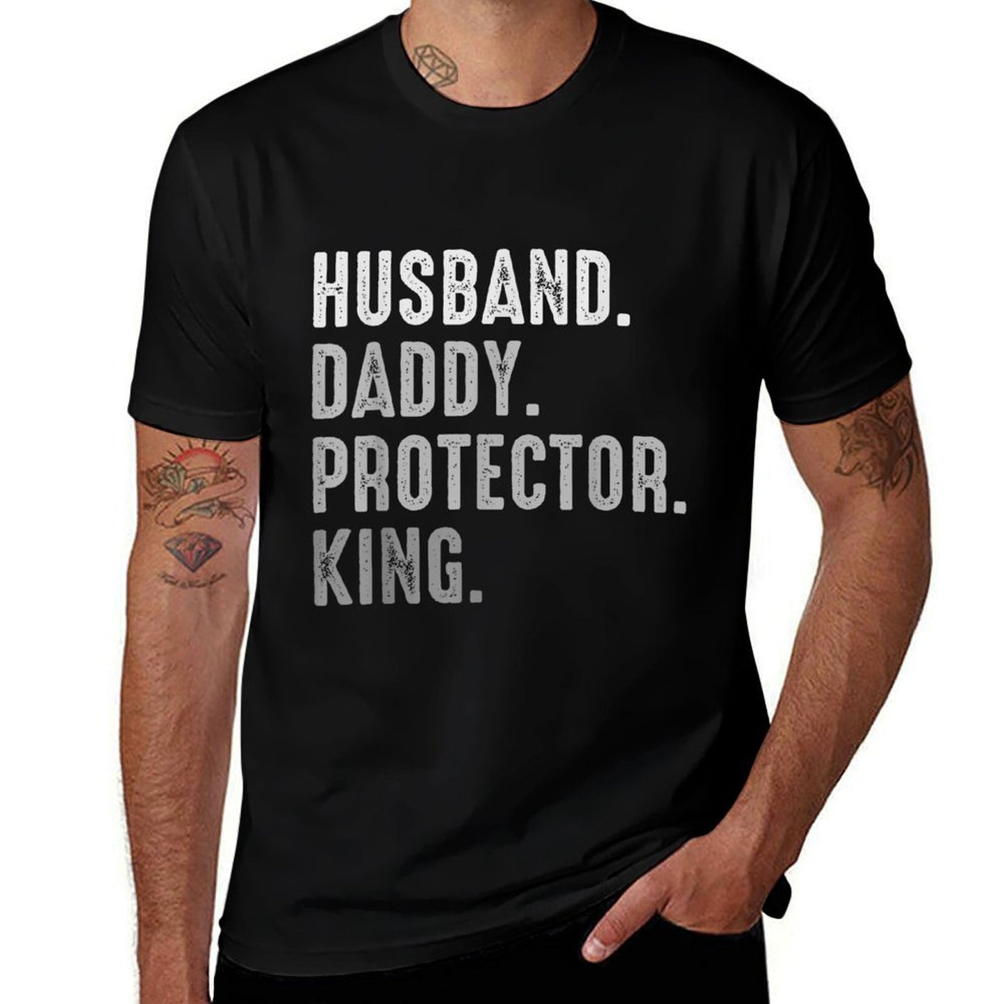 Husband Daddy Protector King Fathers Day Gift  Polyester Blend T-Shirt