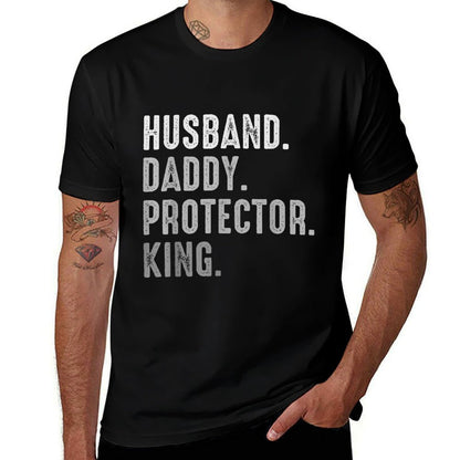 Husband Daddy Protector King Fathers Day Gift  Polyester Blend T-Shirt