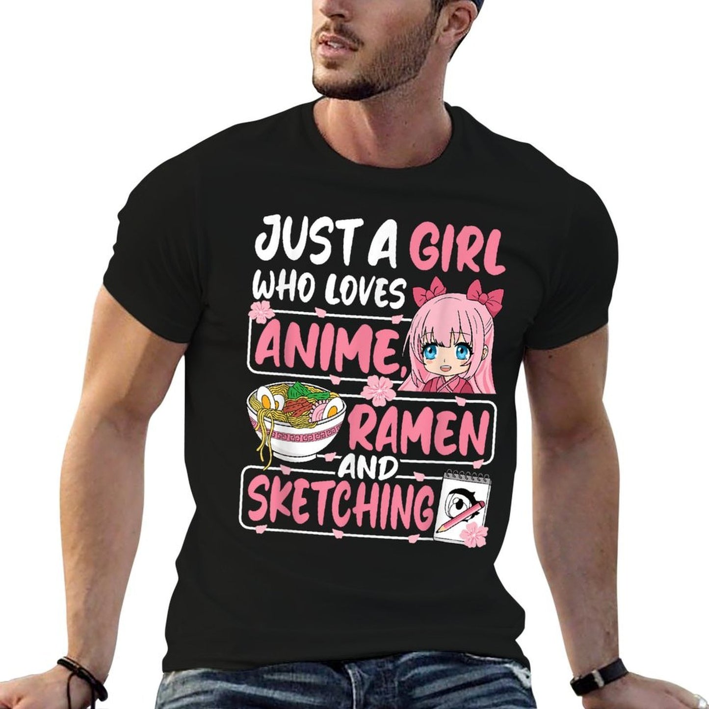 Just A Girl Who Loves Anime Ramen And Sketching Japan Otaku  Lightweight T-Shirt