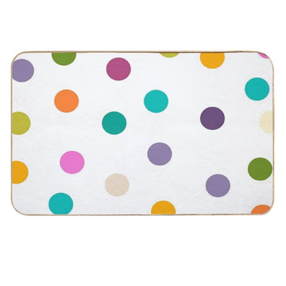 Colourful Dots Large on White  Dirt-Trapping Bath Mat