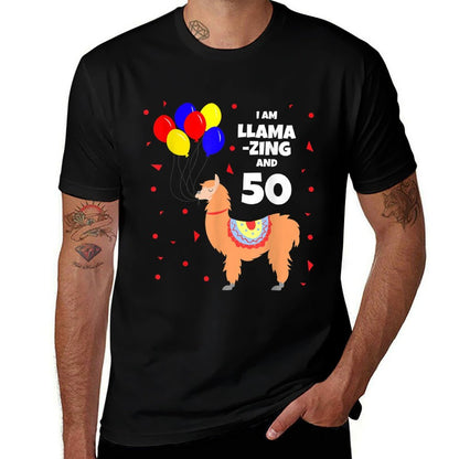 I Am Llamazing - Funny 50th Birthday Cool Lama  Vintage-inspired T-Shirt